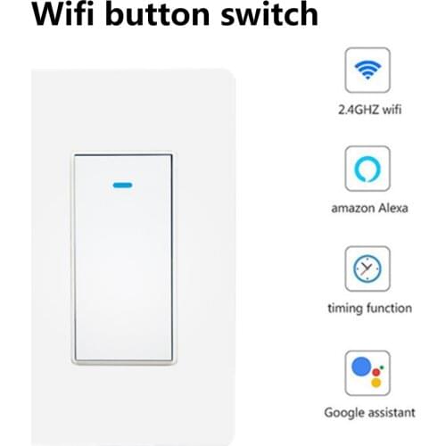 Smart WiFi Switch Wall Lamp Remote Control Wireless US Standard Button Wall Switch Compatible With Alexa Google Home White Color