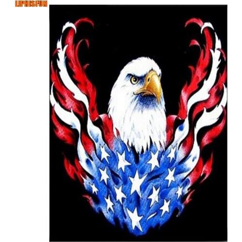 LIPHISFUN Handmade Cross Stitch Embroidery Diamond Painting Full Drill Home Decor Square/round Eagle Flag