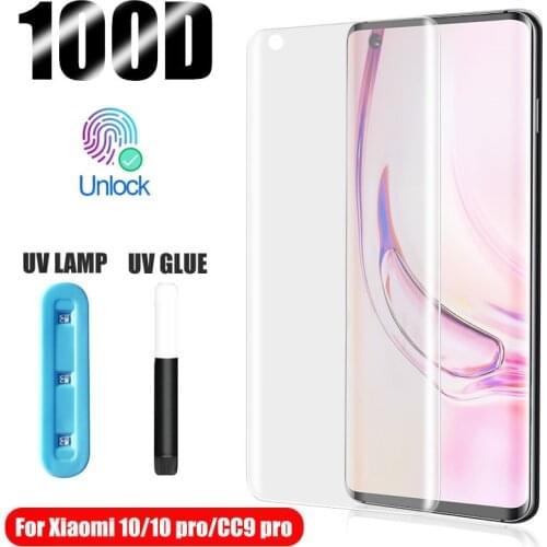 UV Liquid Glue Tempered Glass For Xiaomi Mi 10 Pro Mi CC9 Pro Full Curved Screen Protector For Xiaomi 10 Pro CC9 Pro UV Glass