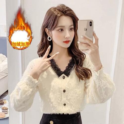 Autumn Winter Lace Long-Sleeved Shirt Blouse Women Blusas Ropa De Mujer