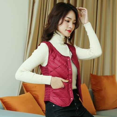 S-4XL Women Ultra Light Down Vest Casual Slim White Duck Down Bottoming Sleeveless Winter Warm Liner Big Size Clothing