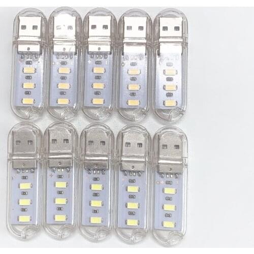 10pcs USB LED Book Lights 3 LEDs SMD 5730 Bulb 5V Power Input Cool White Warm White Night Light