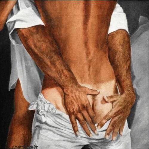 100%Handmade art oil painting --nude male GAY oil painting male art