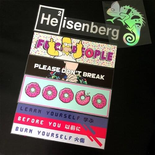 6PCS Car Sticker and Decals Anime Auto Front Rear Windshield Window Tail Decals for Chameleon Breaking Bad Donuts Yourself