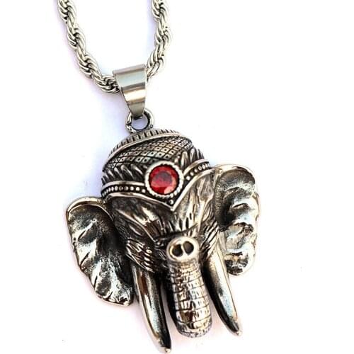 AsJerlya Stainless Steel Man Long Necklace Mascot Elephant Pendant For Women & Man Animal Necklace Dropshipping Jewelry