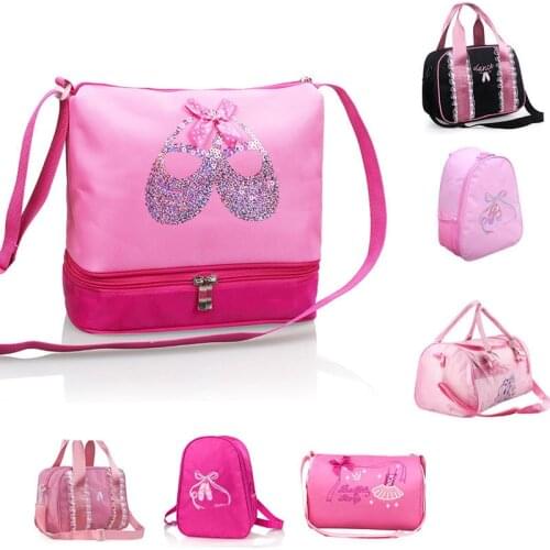 Girls Canvas Ballet Dance Bag Children Ballerina Sports Backpacks Cute Embroidered Bag For Dance 7 Styles