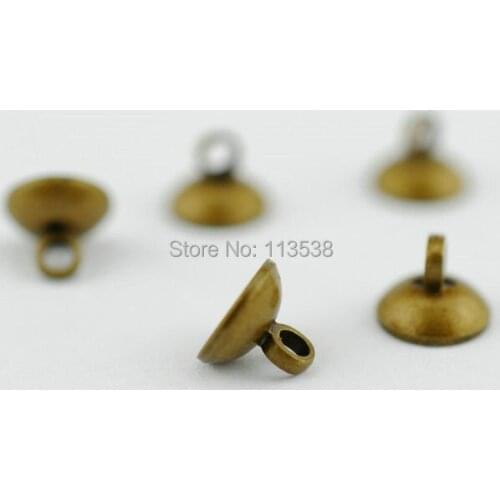 Freeship 100pcs 6mm bronze, silver, gold color metal cap pendant connector bead cap, jewelry accessory for glass cover vial DIY