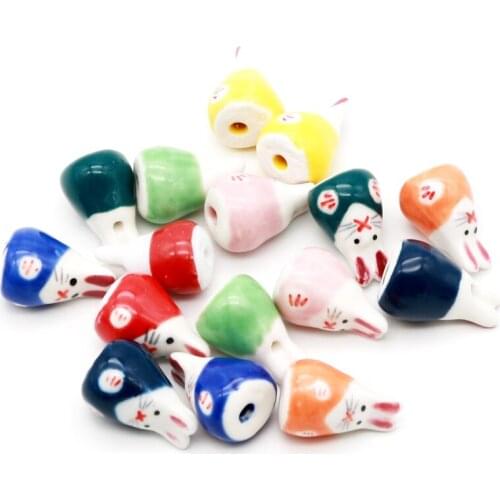 22*15mm Cute Mouse Shape 8 Colors Ceramic Beads 20pcs/bag wholesale Handmade Beads Pendants Fit Bracelet Necklace
