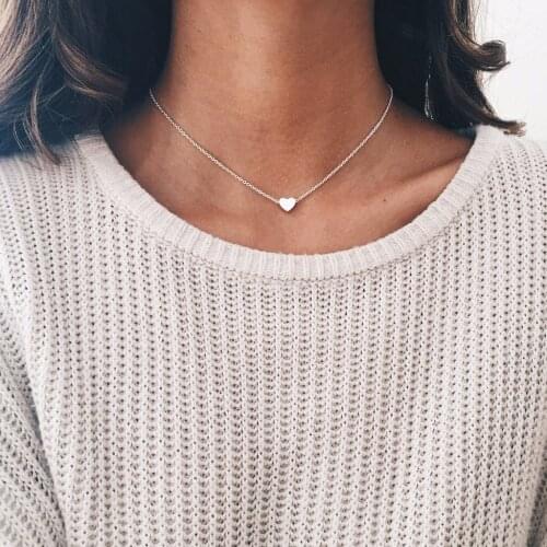 New Tiny Heart Necklace for Women SHORT Chain Heart Shape Pendant Necklace Gift Ethnic Bohemian Choker Necklace Free delivery