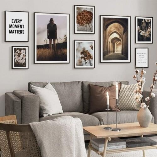 Flower Leaf Plant Aisle Woman Grass Quote Wall Art Canvas Painting Nordic Posters And Prints Wall Pictures For Living Room Decor