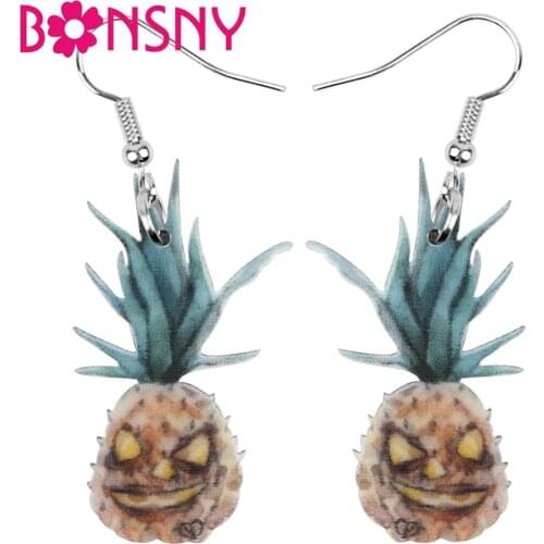 Bonsny Acrylic Halloween Demon Pineapple Earrings Drop Dangle Festival Decoration Jewelry Girls Teens Women Party Accessory Gift