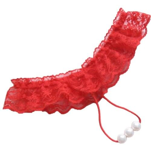 Women Elastic Underpants Sexy Pearl Panties Lace G String Temptation Underwear Ladies Tanga Hipster Thong