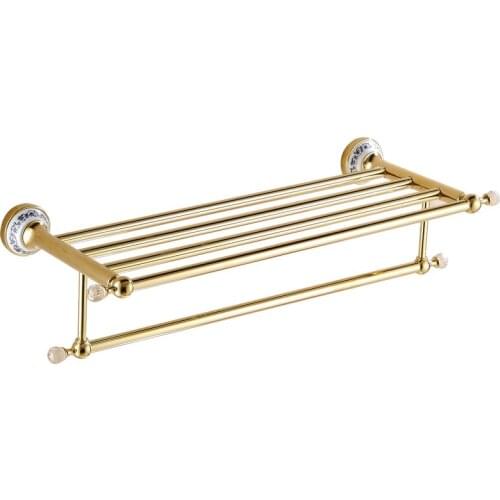 Golden Towel Rack Bathroom Hardware Pendant Bathroom Set European-Style Towel Rack Nailless