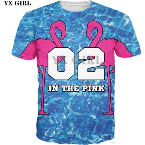 YX GIRL 02 in the Pink T-Shirt 2019 New summer 3d Fashion Men T-Shirt Flamingo patterns Printed Men Women t shirts Casual tops