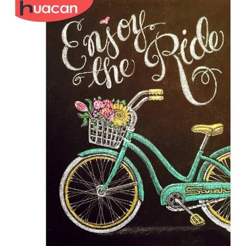 HUACAN 5D Diamond Embroidery Bicycle Full Square New Arrival Rhinestone Kit Diamond Painting Landscape Blackboard Handmade Gift