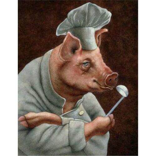 Art Square&Round Creative Diamond Embroidery Funny Pig Cook 5D Diy Diamond Painting Cross Stitch Decor Diamond Mosaic Home Gift