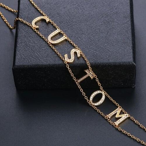 Custom Jewelry Personalized Name Pendant Necklace Zirconia Letter Collar Gold Chain Choker Necklace for Women Gift Bijoux Femme