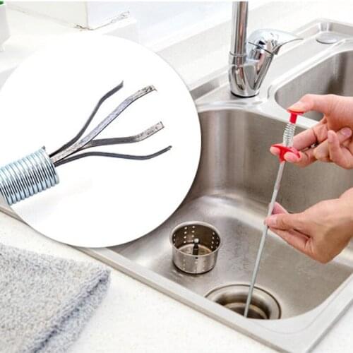 Spring Drain Cleaning Tools Hand Bending Pressure Sewers Clip Device Kitchen Pipeline Dredge Hair Sewer Filter Cleaning Tool