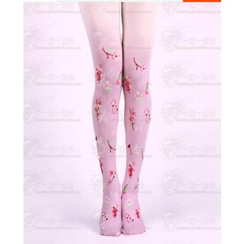 Hot sales! Female Gradient Plum Cherry Printing Fashion Pantyhose