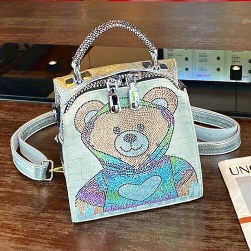 Cute Bear Rhinestone Print Purses and Handbags Luxury Ita Shoulder Bag Crossbody Tote Designer Bolso Grande Mujer