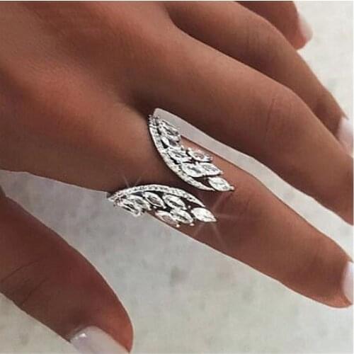 Fashion Female Angel wings Ring 925 sterling Silver Diamond cz Engagement Wedding Band Rings For Women Finger Jewelry Gift