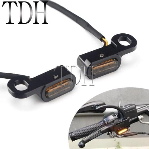 Motorcycle Signal Lamp Indicators DC 12V Amber Mini LED Turn Signal Light Handlebar Blinker For Harley Road King Electra Glide