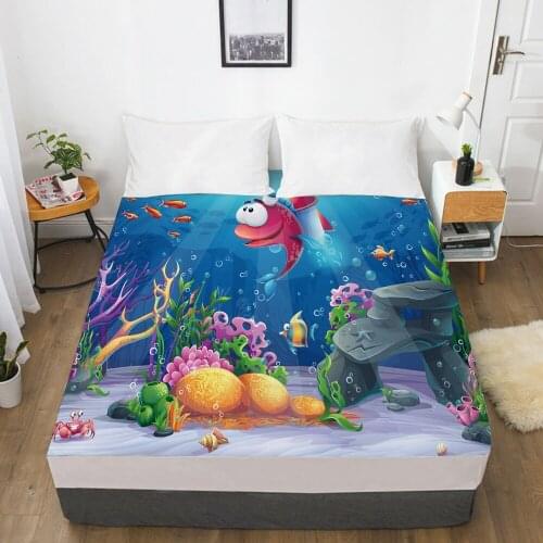 Cartoon Childrens Elastic fitted sheet bed sheet With An Elastic Band Mattress Cover Bed cover for kids baby boy underwater red