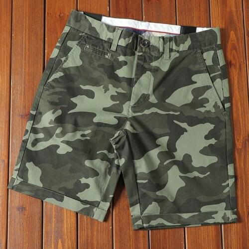 Summer men straight style water wash hem rolled up camouflage denim bottom male trendy vintage cotton casual shorts
