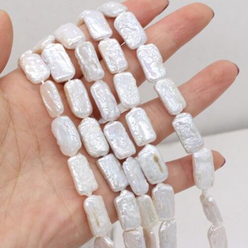 Natural Freshwater Pearl Rectangle Baroque White Loose Beads For Jewelry Making DIY Bracelet Earrings Necklace Accessory