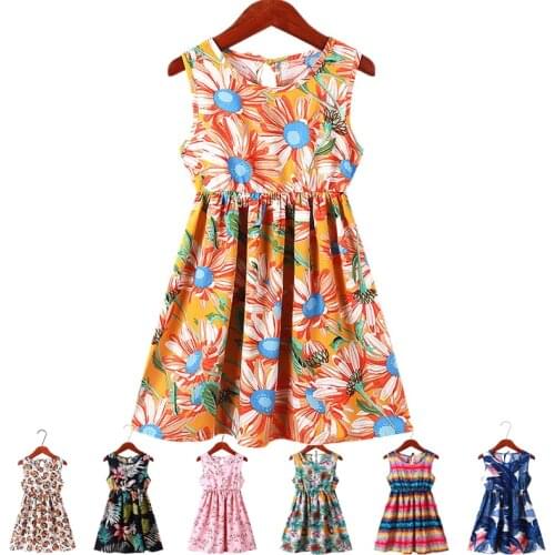 2020 Girls Dress Summer Butterfly Floral Print Teenagers Dresses for Girls Designer Formal Party Kids Vestido Girls Clothing