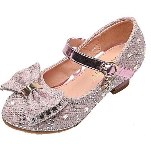 Girls Shoes Children Leather Sandals Sequins Kids Princess Sandals Party Shoes 26-35 kids dress shoes High-heeled shoes