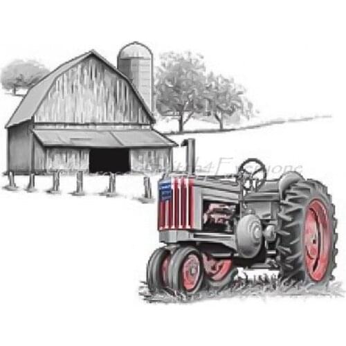Embroidery American Flag Patriotic Farm Tractor Counted Cross Stitch Pattern with 100% Cotton Floss& Free Shipping for Gifts