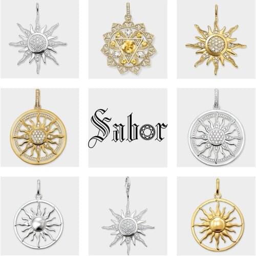 CZ Pave Sun Charm Pendants,2020 Brand New Fashion Jewelry silver color Gift For Women Men Boy Girls Fit Necklace thomas