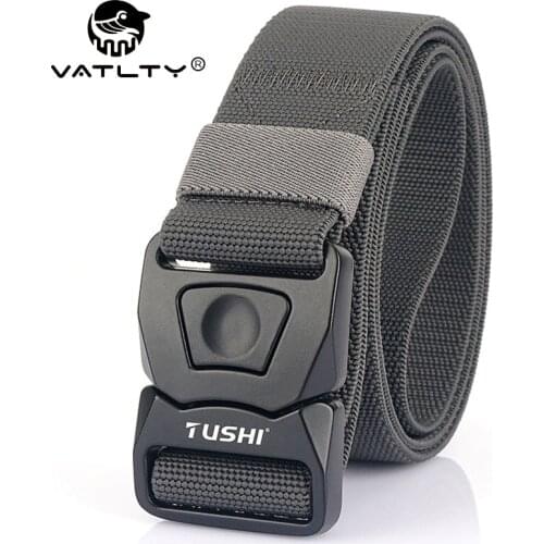 VATLTY 2021 Mens Stretching Tactical Belt Zinc Alloy Pluggable Buckle Outdoor Work Hiking Elastic Belt Hunting Accessories