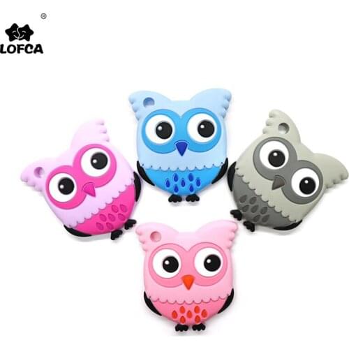 LOFCA Owl Silicone Baby Teether Cartoon Animal BPA Free Food Grade Teething Necklace DIY Newborn Tooth Care Teething Toys