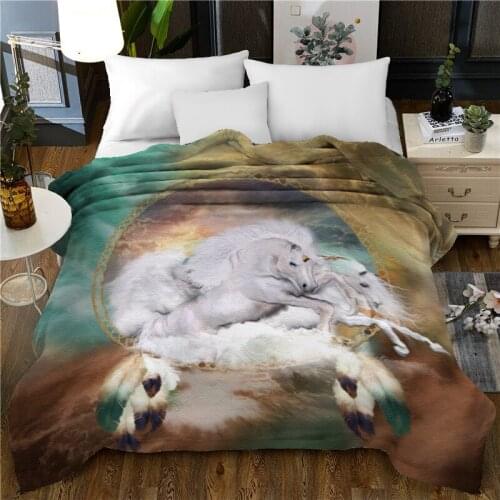 Super soft thick flannel blanket Multifunctional 3D Beauty Fashionable 150x200cm Fleece Throw Blanket Christmas gift Unicorn