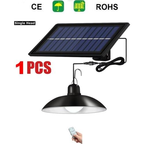 Remote 30 led 2 head Retro Lampshade Solar Pendant Lights Double Single Head Outdoor Indoor Auto On Off Lamp Pull Switch for Bar