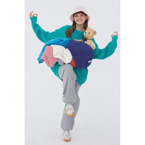 Kpytomoa Sweater Pullover Women Solid Color Oversize College Style Knitted Casual AutumnWinter 2021Tops O-Neck Aesthetic свитера