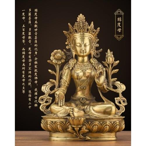 LARGE GOOD Wholesale buddha statue Asia Buddhism Buddha brass statue Tantra Green Tara Guan yin Bodhisattva HOME Buddha talisman
