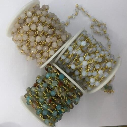 WT-RBC117 WKT New Multi Colors Random Bead In Gold Electroplated Wire Wrapped Tiny Bead Rosary Chain For Women Stylish Jewelry