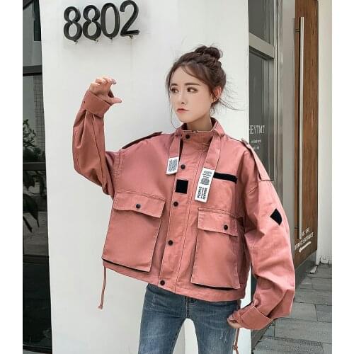 Fashion Big Pocket Jackets Coats Spring Autumn Casual Loose Coats Tops Women Korean Wild Frock Windbreakers Female Vintage Coats