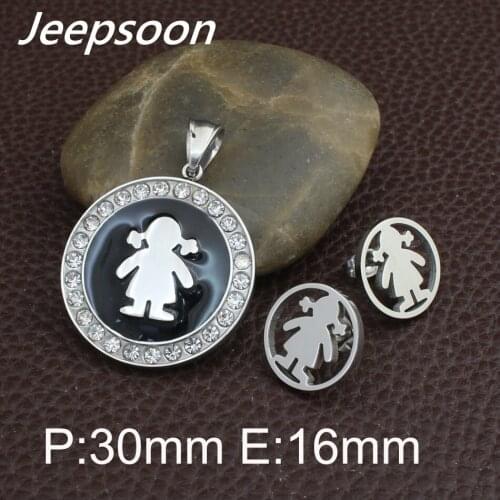 Silver Color Girl Fashion Stainless Steel Jewelry Sets Pendants And Earrings For Women SBJFJVAF