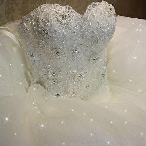 Womens wedding dress plus size strapless bridal wedding gown luxury lace embroidery beading ball gown wedding dress custom made