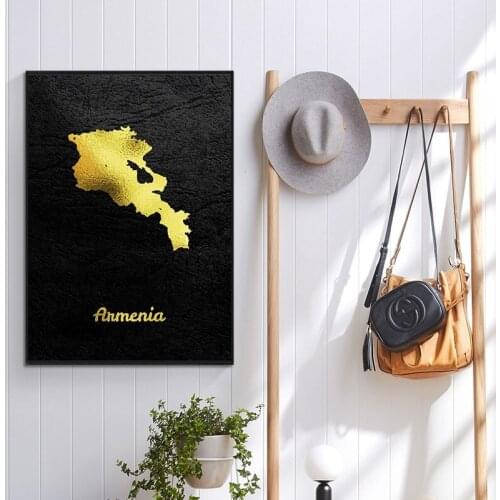 Gold Map Art Armenia Canvas Painting Wall Art Picture Print Home Decoration Wall Poster Decoration Living Room Frame