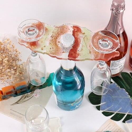 1PC Wine Rack Silicone Mold DIY Irregular Red Wine Shelf Cup Pad Molds For Uv resin Home Decoratin Art resin mould