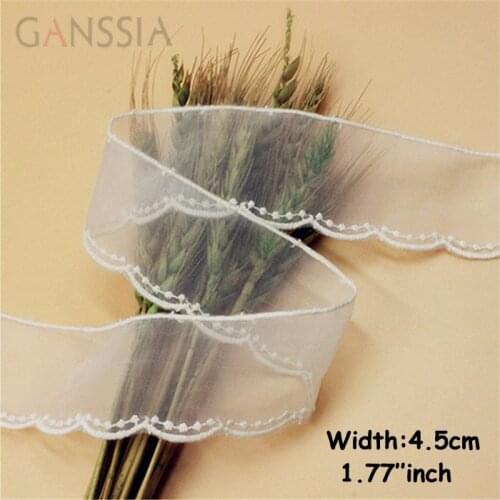 1yrd/lot Width: 4.5cm New embroidered trimming lace,ivory white mesh lace for garment Scrapbooking (ss-535)