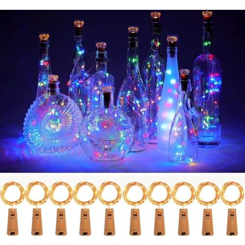 10 Pcs Wine Bottle Lights With Cork 20 LED Fairy String Lights For DIY Party Birthday Wedding Christmas Halloween Bar Decor