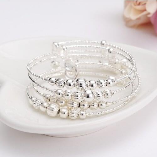 12pcs dubai india Charm Bracelet for Women silver beads Bangle cute bell kids girls women Hand Chain Jewelry anklets Arab gift