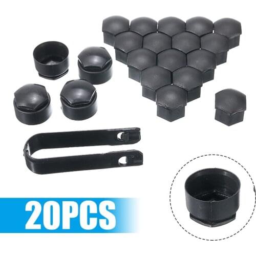 20pcs Matte Black 17mm Wheel Lug Bolt Nut Cap Cover with Removal Tool Key Car Styling Accessories for Audi
