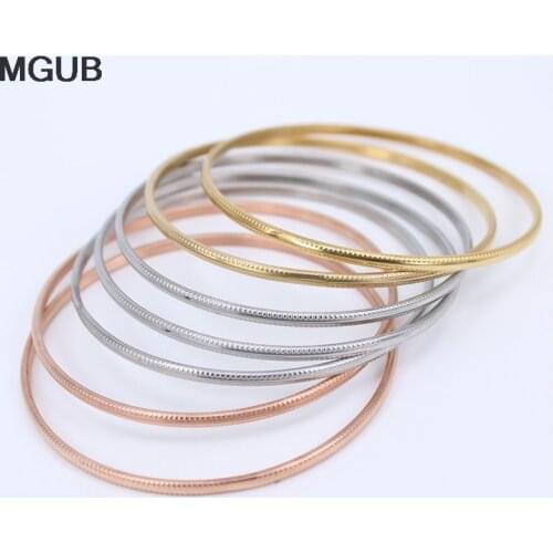 316L Stainless Steel Width 3MM 3 colors Bangles Diameter 70mm smooth 7pieces/set Women gift LH401